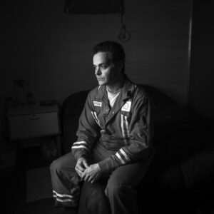 2019-04-25  Neuquen, Argentina.
Brent Hope (38), Canadian supervisor of the fracking operation at the Shell site. Hope lives three weeks at the site, and goes home for three weeks. He says he misses his family but he enjoys the work. At night he goes for a run at the surrounding desolated dessert roads.
He has a lot of experience working for Shell in Canada, also at fracking sites.